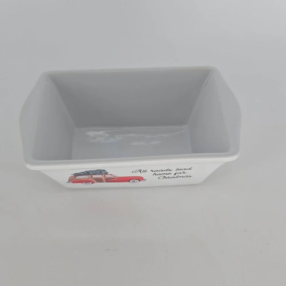 Nantucket Mini Loaf Baker All Roads Lead Home for Christmas Stoneware